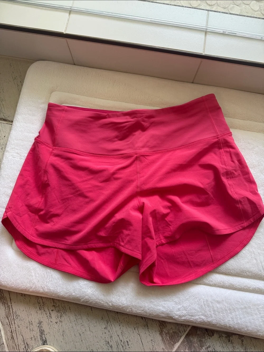lululemon athletica Bright orange/Pink Athletic Shorts high waste 4”